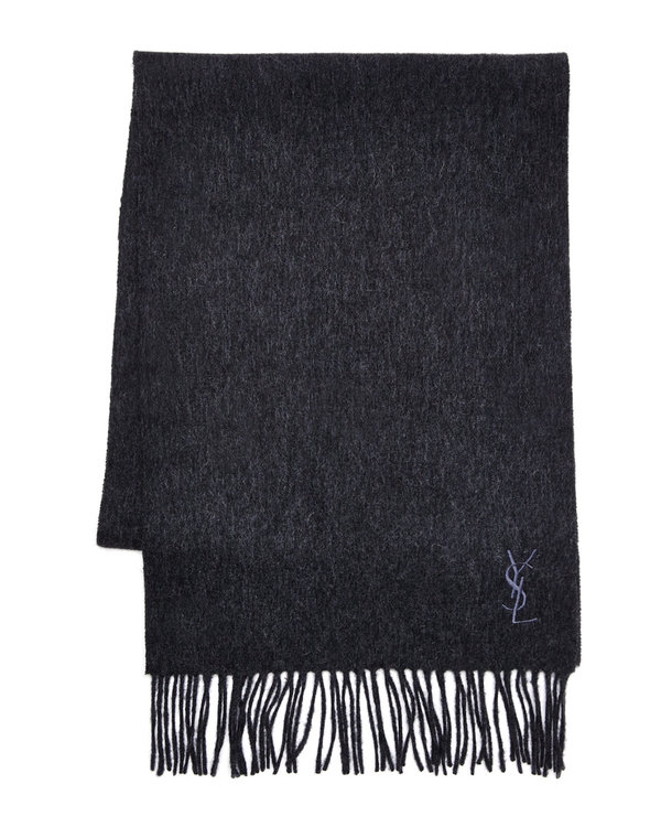 Yves Saint Laurent Embroidered Logo Wool Scarf Just $34.99 w/ Free ...